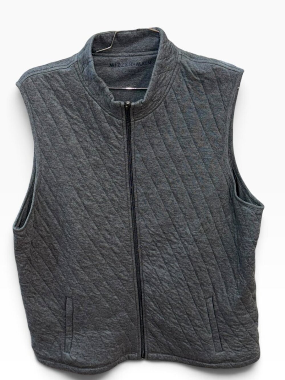 Mizzen + Main Belson Vest Quilted Grey XL Full Zip Lightweight Golf Pockets